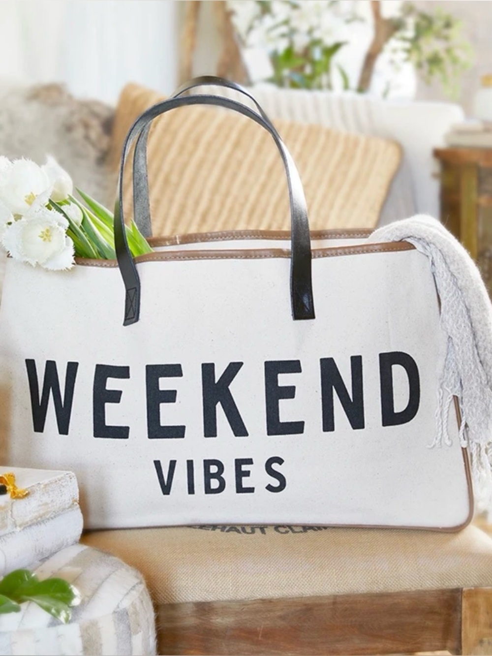 Santa Barbara Canvas Tote - Weekend Vibes (New)